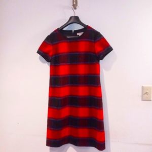 Brooks Brothers Wool Red Fleece Collection Plaid Sheath Career Dress Size 6